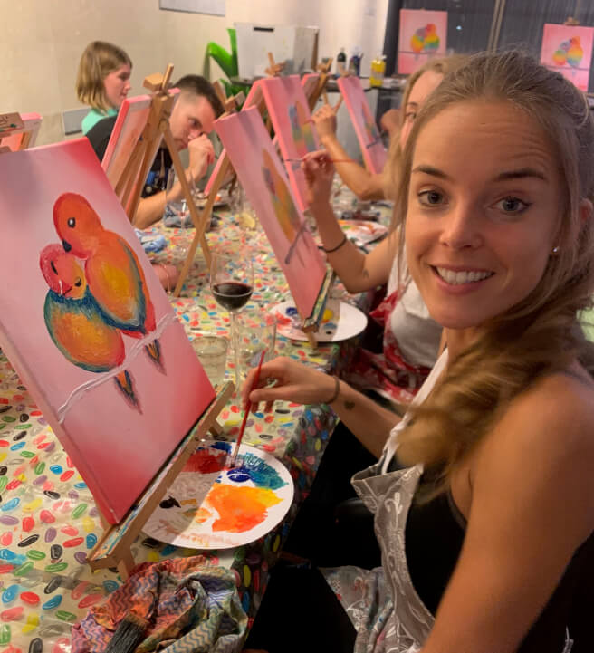 Valentines Paint and Sip Class: Love Birds